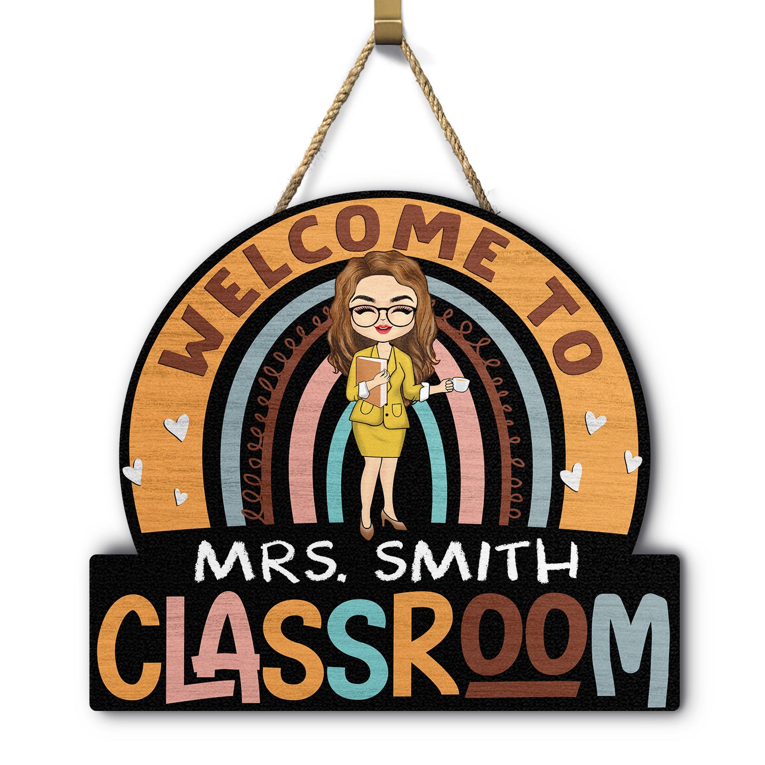 Teacher Welcome To Classroom - Gift For Teacher - Personalized Custom Shaped Wood Sign