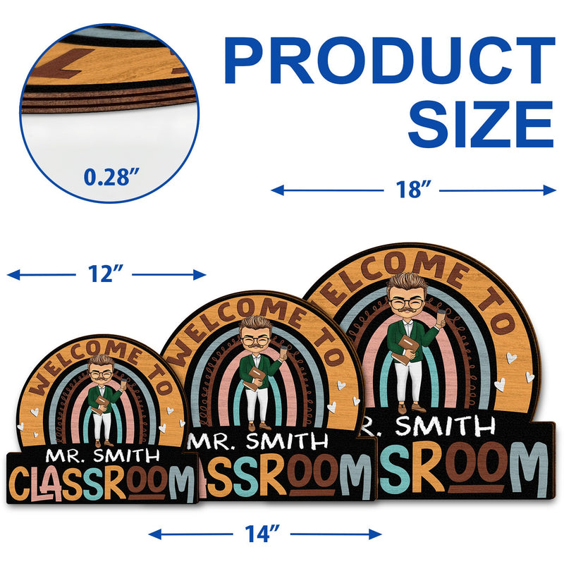 Teacher Welcome To Classroom - Gift For Teacher - Personalized Custom Shaped Wood Sign
