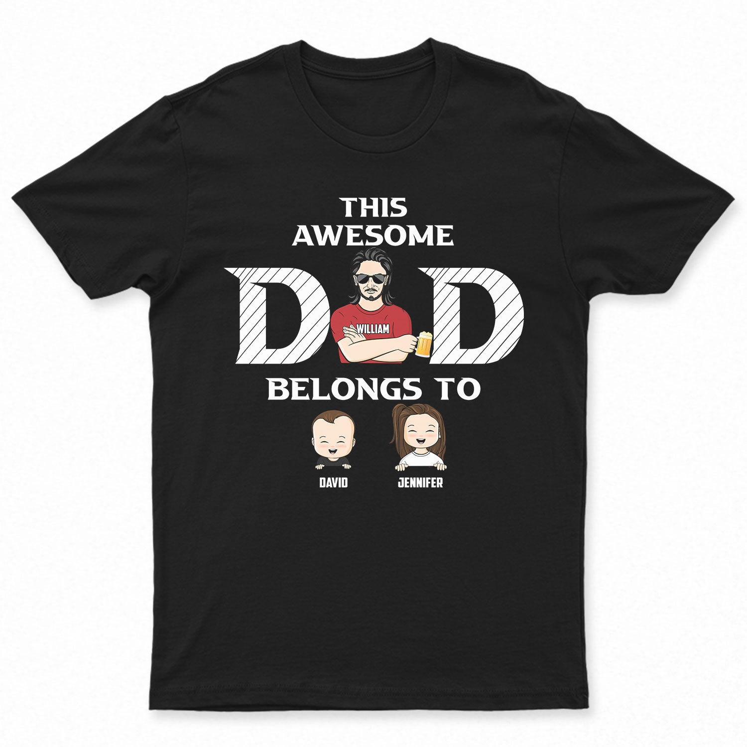 This Awesome Dad Belongs To - Gift For Father - Personalized Custom T Shirt