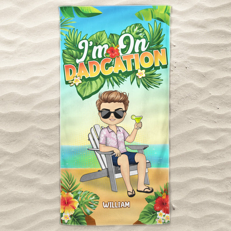 Voyager en vacances pour papa - Cadeau pour papa - Serviette de plage personnalisée