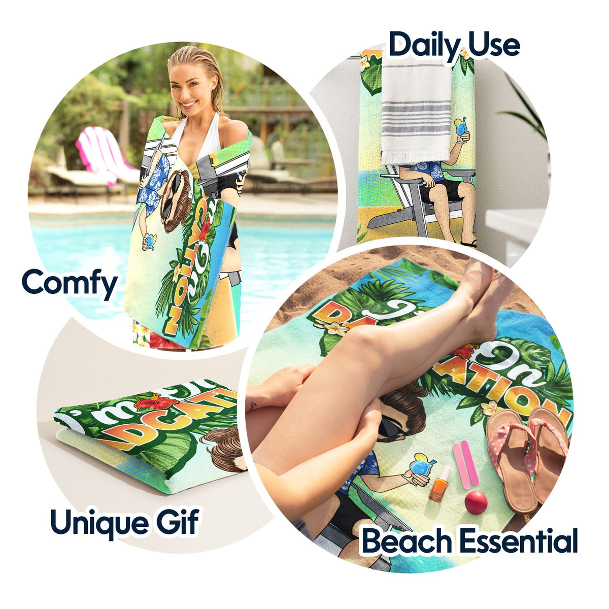 Voyager en vacances pour papa - Cadeau pour papa - Serviette de plage personnalisée