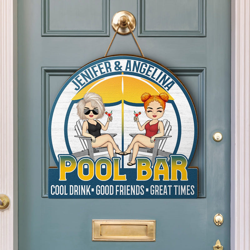 Couple Cool Drink Good Friends Great Time - Outdoor Decoration For Patio, Pool, Deck, Porch, Bar - Personalized Custom Shaped Wood Sign