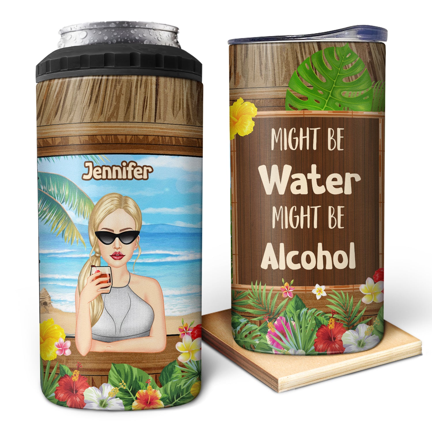 Beach Might Be Water Might Be - Gift For Beach Lovers, Gift For Women - Personalized Custom 4 In 1 Can Cooler Tumbler