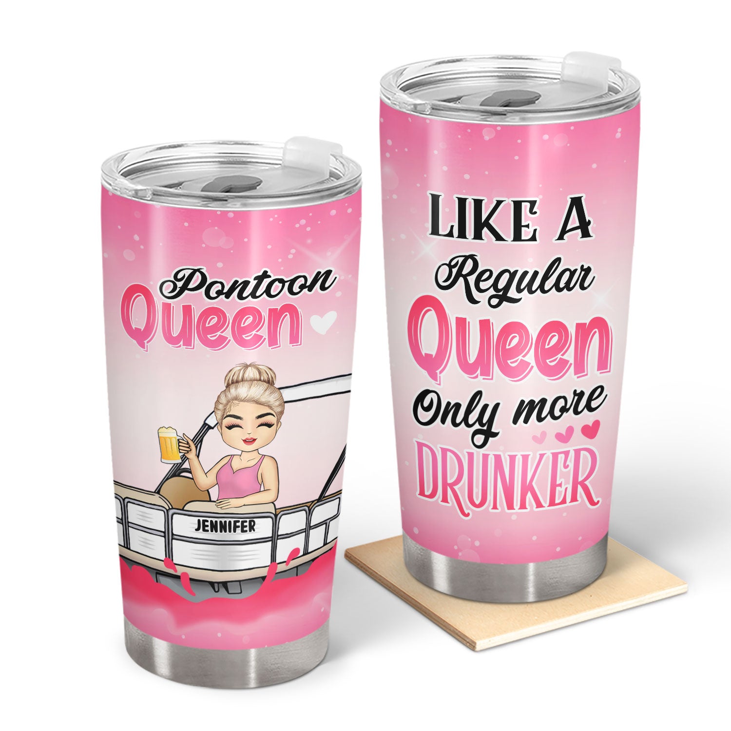 Pontoon Queen Like A Regular Queen - Gift For Pontoon Lovers - Personalized Custom Tumbler