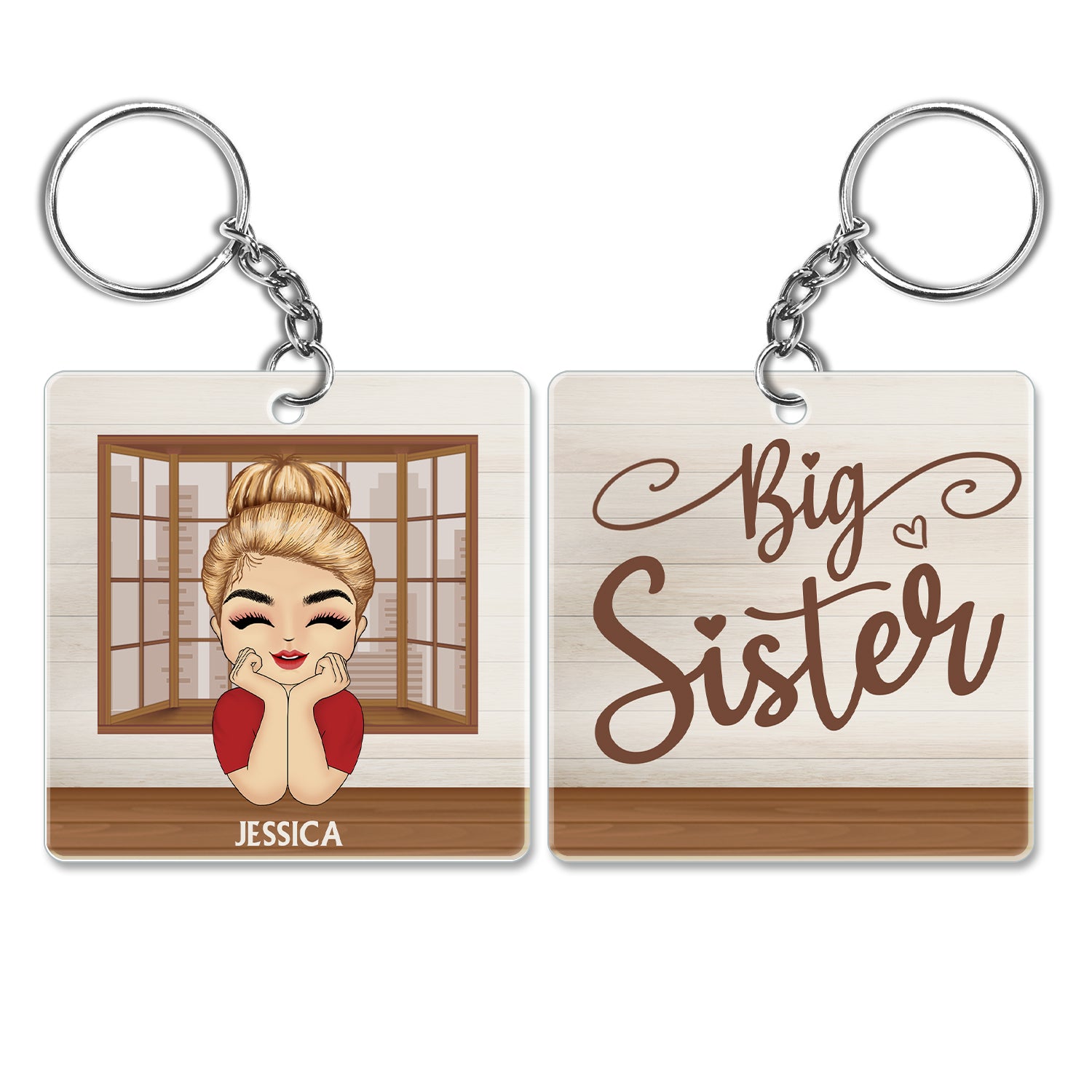 Sibling Sister Big Sister Middle Sister - Gift For Sister - Personalized Custom Acrylic Keychain