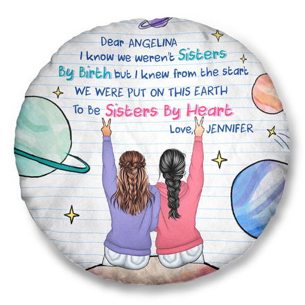 Nous n'étions pas sœurs de naissance - Cadeau pour meilleure amie - Coussin rond personnalisé