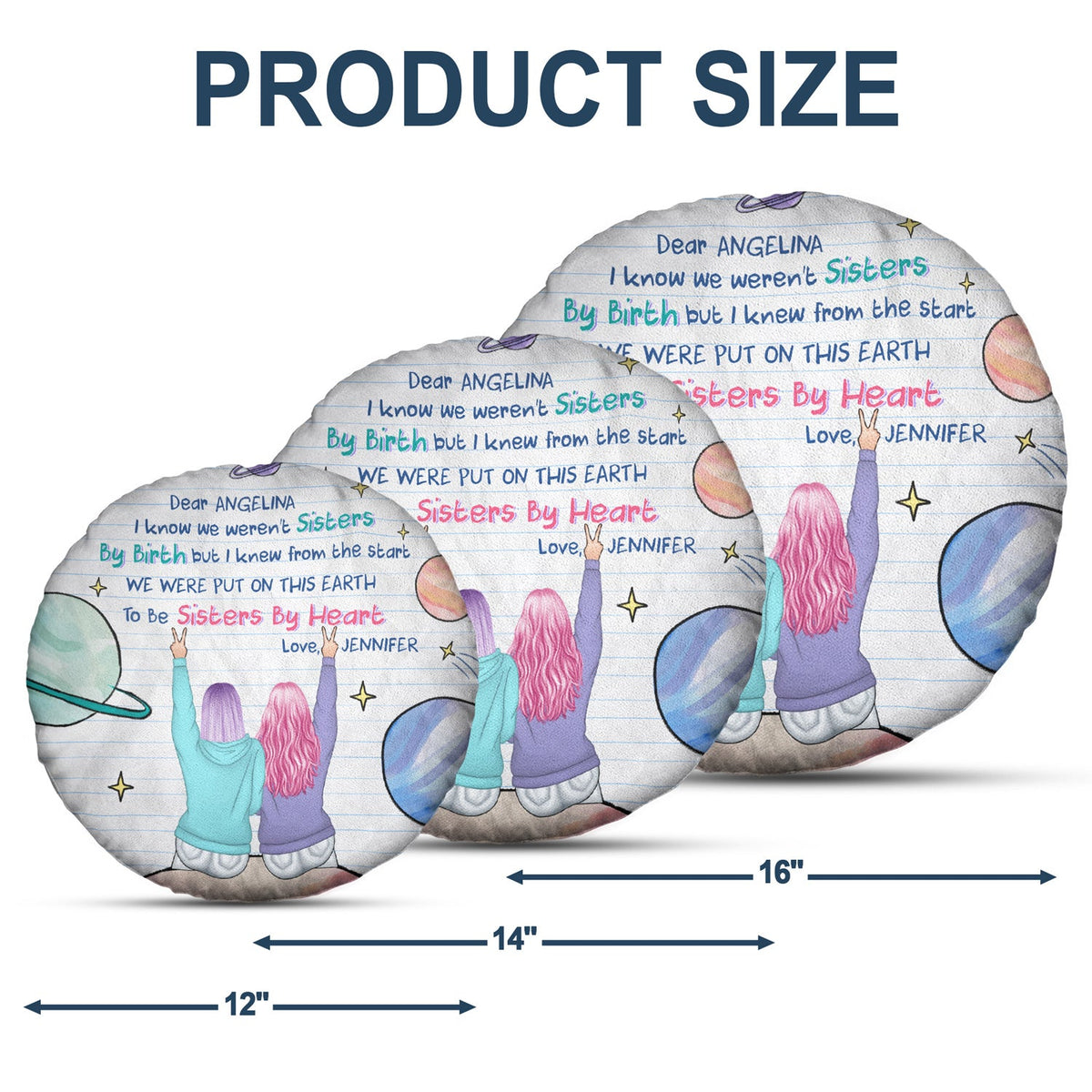 Nous n'étions pas sœurs de naissance - Cadeau pour meilleure amie - Coussin rond personnalisé
