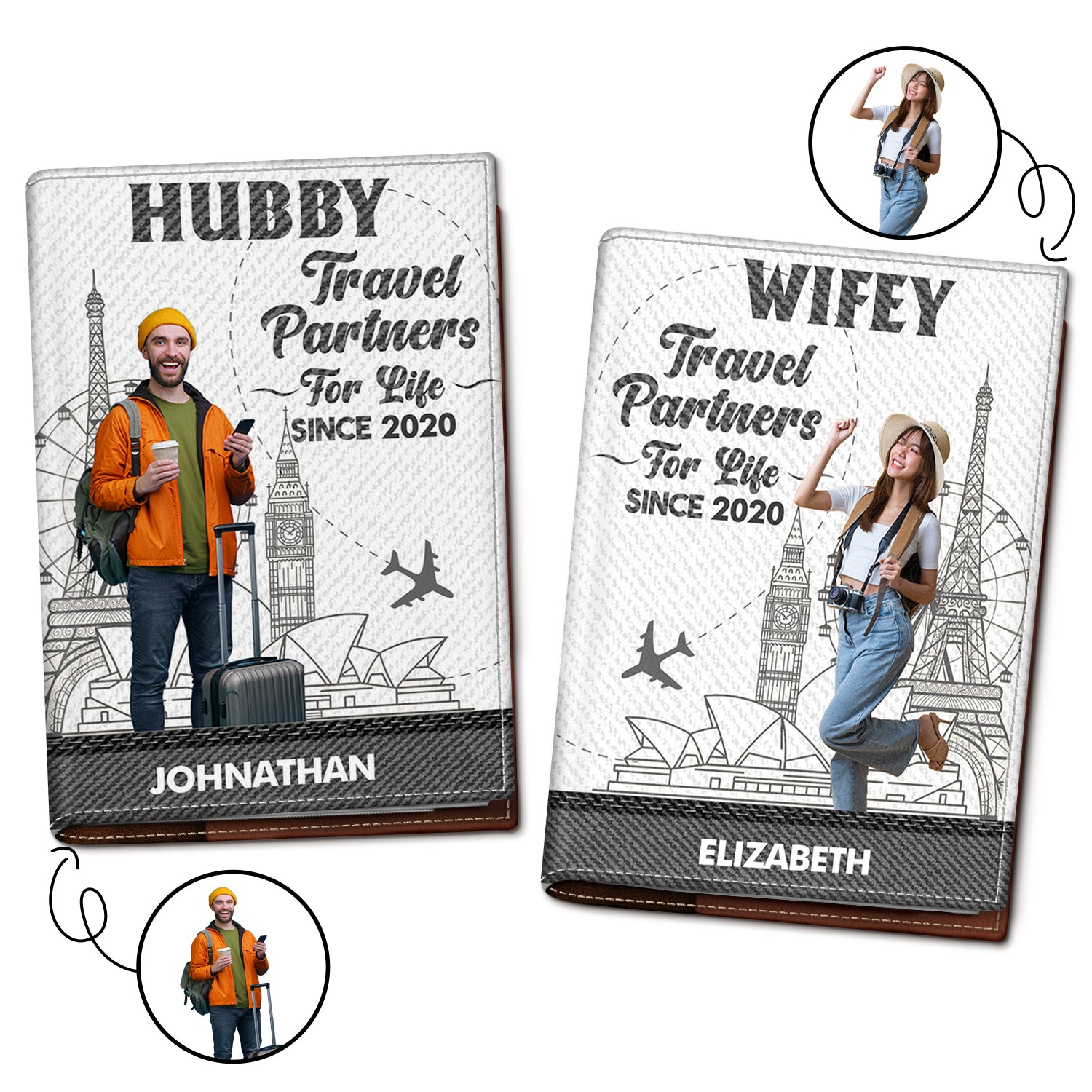 Custom Photo Traveling Couple Travel Partners For Life - Gift For Couples, Traveling Gift - Personalized Passport Cover, Passport Holder