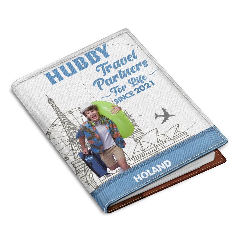 Custom Photo Traveling Couple Travel Partners For Life - Gift For Couples, Traveling Gift - Personalized Passport Cover, Passport Holder