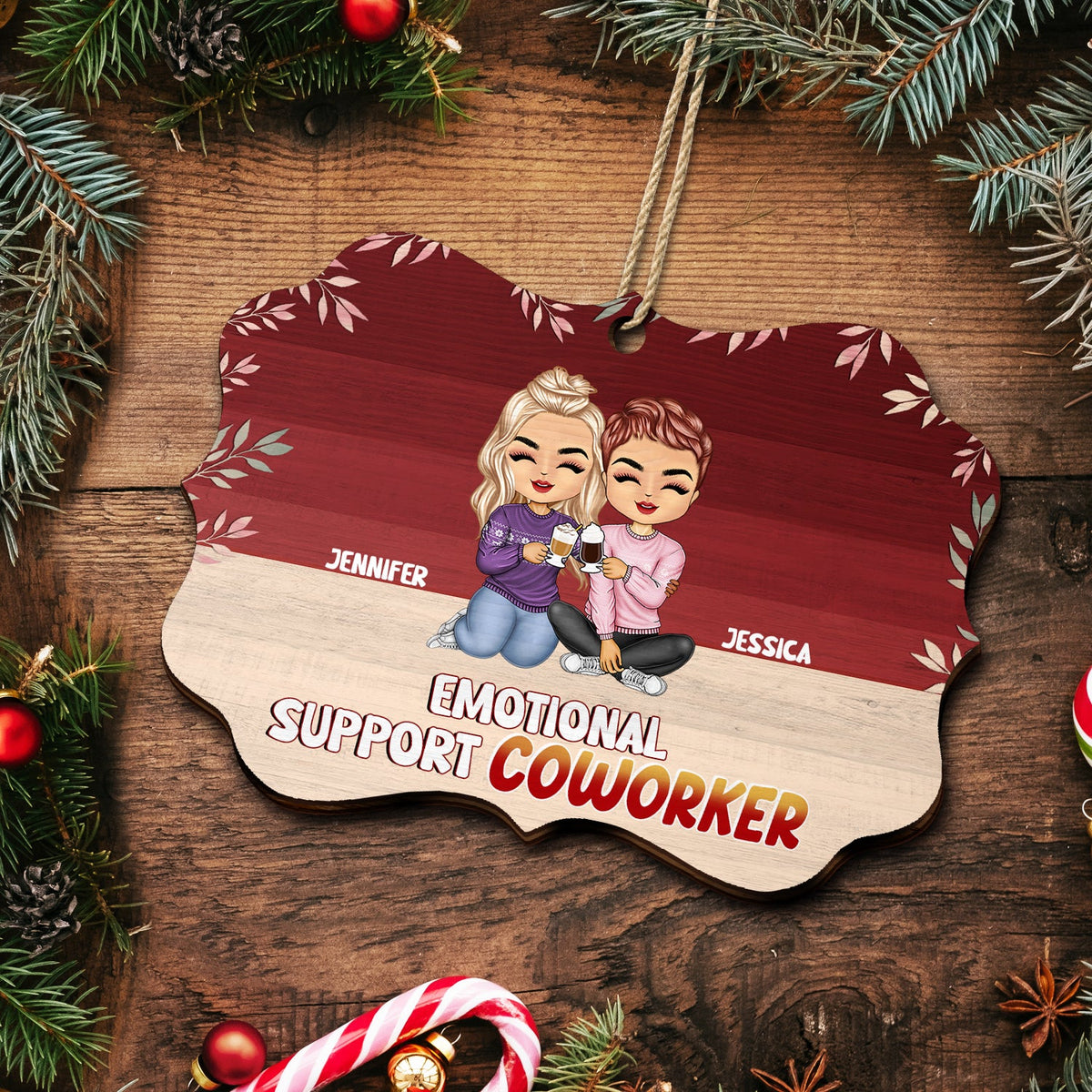 Cadeau de Noël pour collègue - Décoration en bois personnalisée