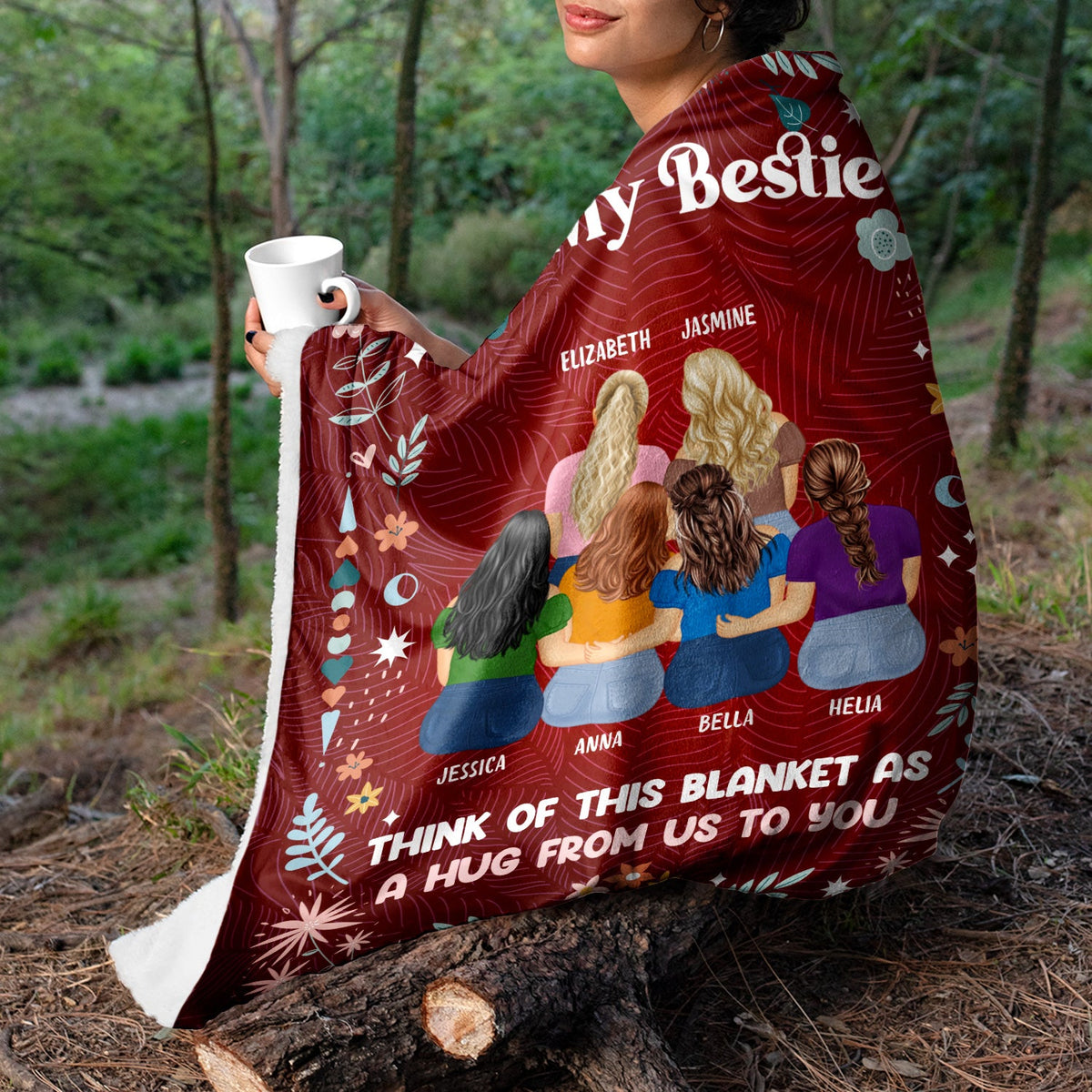 Personalized Sisters Fleece Throw Blanket/Quilt - Gift Idea For Sisters/Siblings - Up to 4 Sisters - I Would Fight A Bear For You Sister