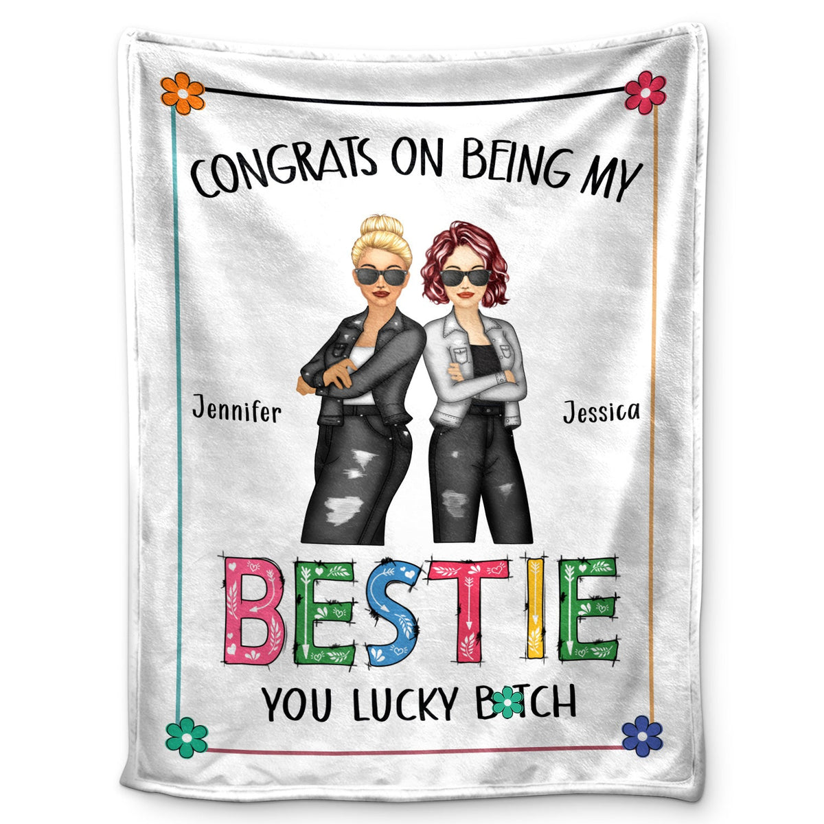 Not Sister By Blood But Sister By Heart - Bestie Personalized Custom Blanket - Gift For Best Friends, BFF, Sisters