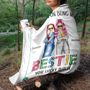 Best Friend Congrats On Being My Bestie - Gift For Bestie - Personalized Fleece Blanket