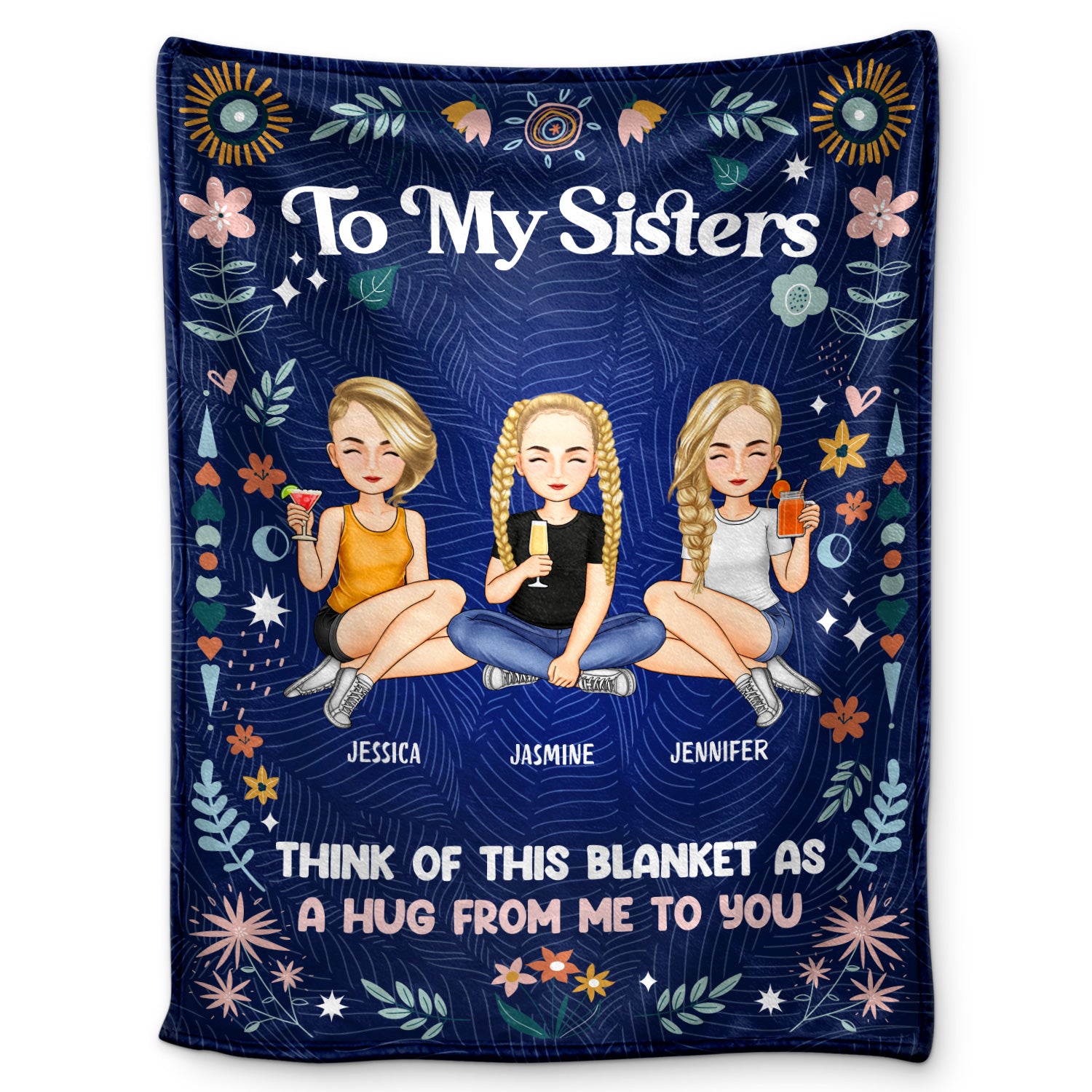 Cartoon Think Of This Blanket - Gift For Sisters And Besties - Personalized Fleece Blanket