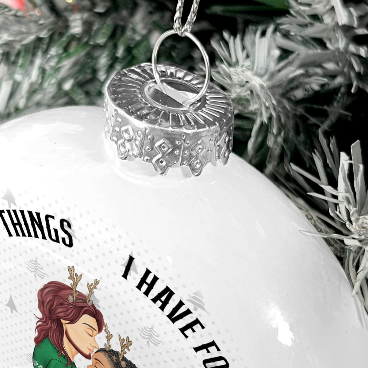 Of All The Weird Things You Are My Favorite By Far - Christmas Gift For Couples - Personalized White Flat Ball Ornament