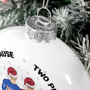 All Because Two People Swiped Right - Christmas Gift For Couples - Personalized White Flat Ball Ornament