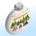 Meowy Catmas Funny Cartoon Cats - Christmas Gift For Cat Lovers - Personalized White Flat Ball Ornament