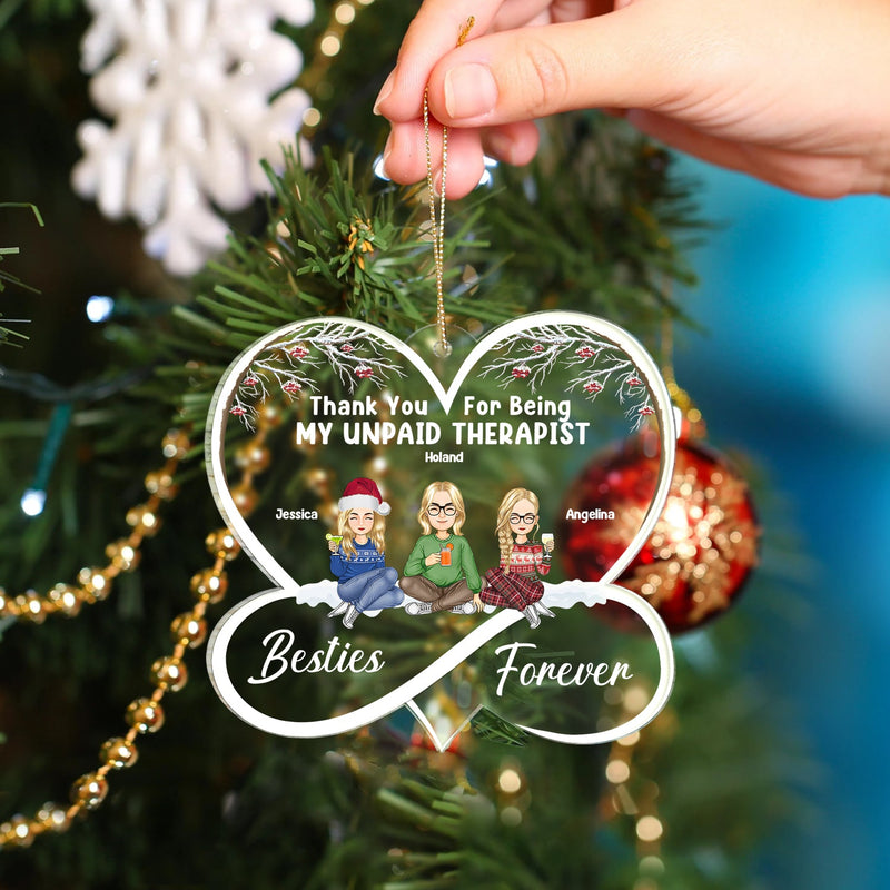 Merci d'être mon thérapeute bénévole - Cadeau pour mon meilleur ami - Décoration acrylique personnalisée en forme de cœur