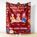 Bestie Cartoon Congrats On Being My Bestie - Gift For Bestie - Personalized Fleece Blanket