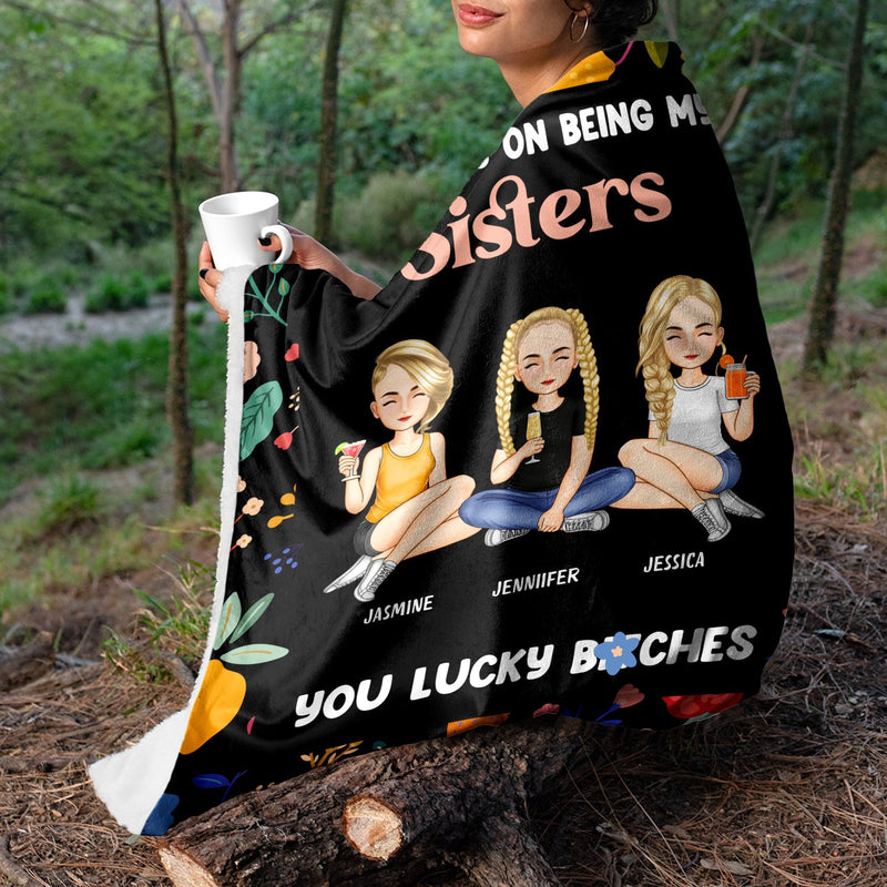 Bestie Cartoon Congrats On Being My Bestie - Gift For Bestie - Personalized Fleece Blanket