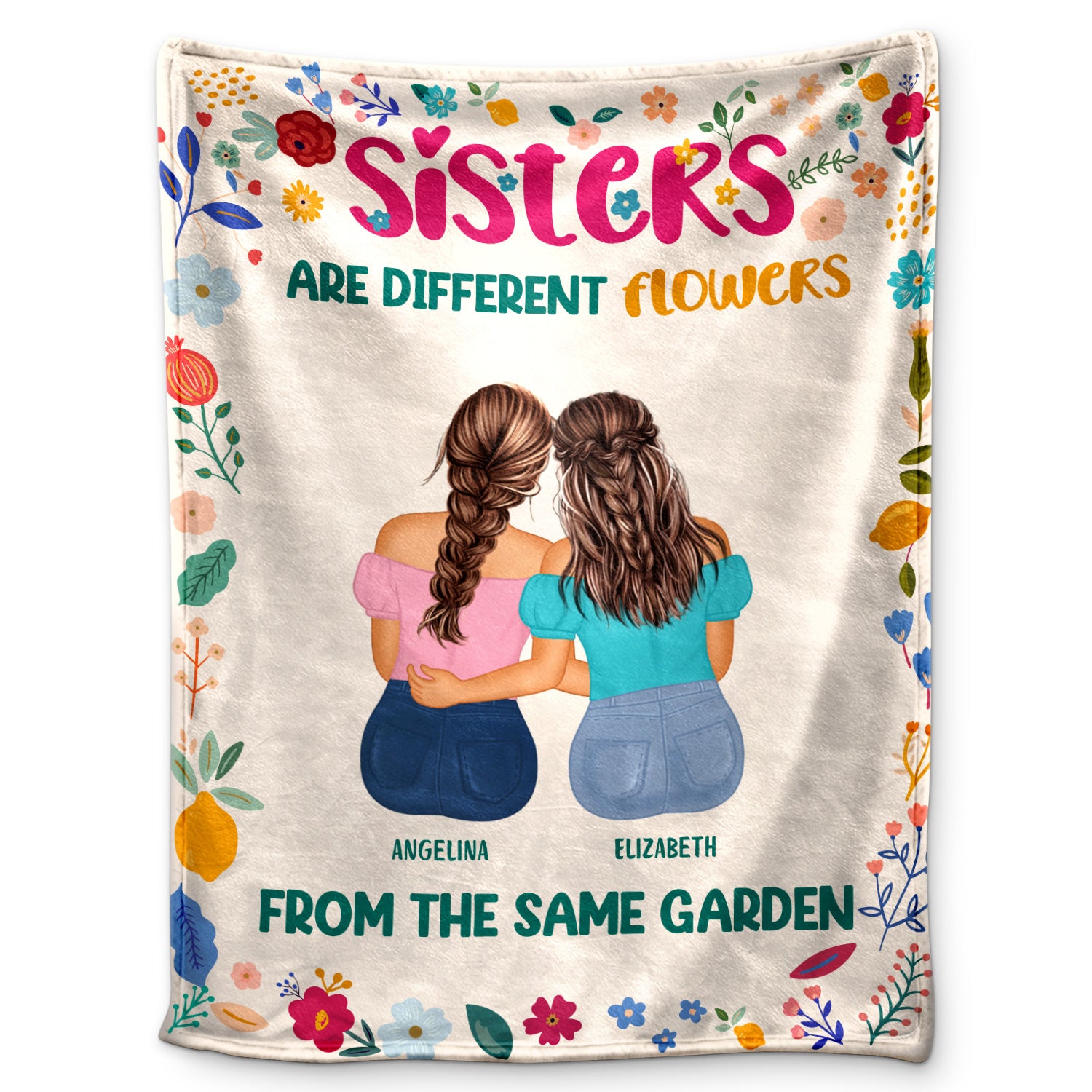Different Flowers - Gift For Sisters - Personalized Fleece Blanket