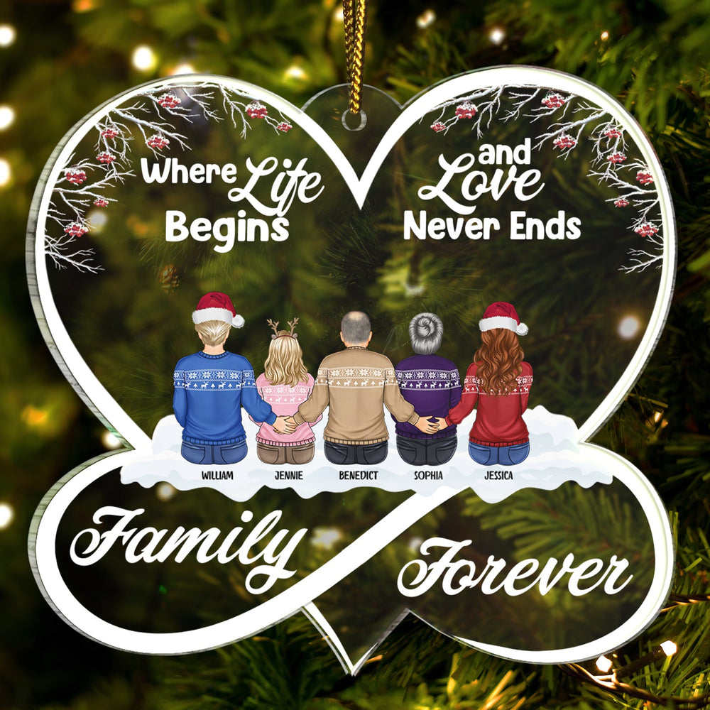 Christmas Family Forevers Love Never Ends - Gift For Family - Personalized Custom Shaped Acrylic Ornament