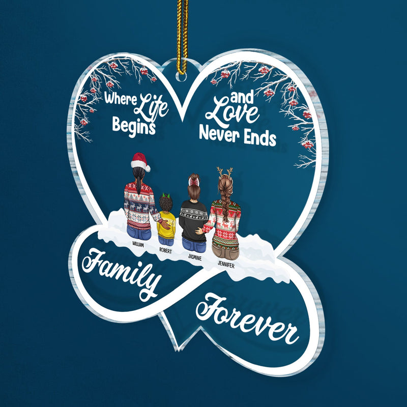 Christmas Family Forevers Love Never Ends - Gift For Family - Personalized Custom Shaped Acrylic Ornament
