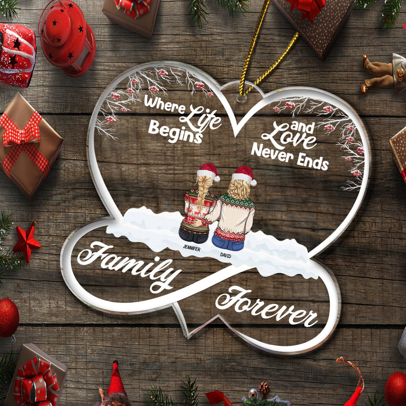 Christmas Family Forevers Love Never Ends - Gift For Family - Personalized Custom Shaped Acrylic Ornament