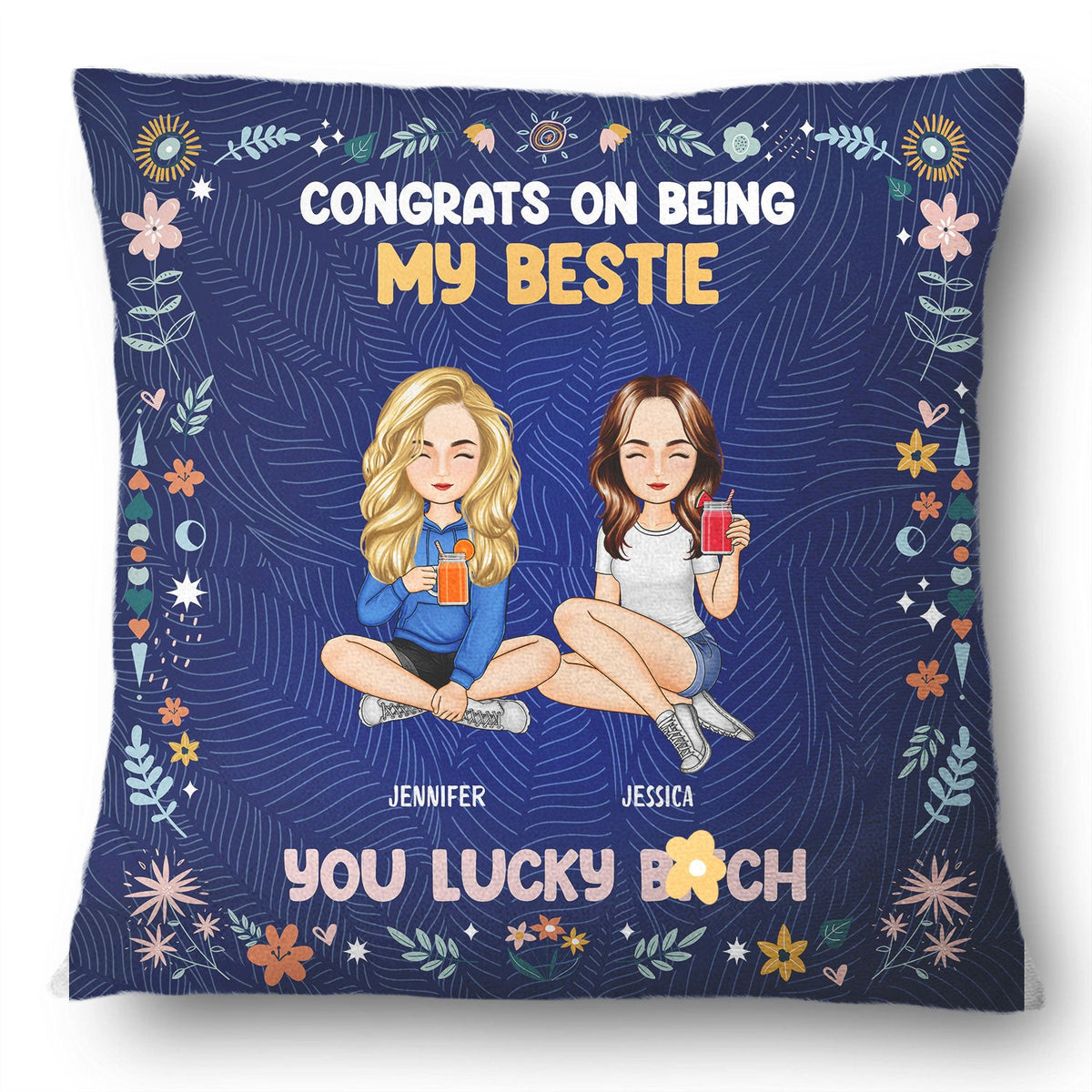 To My Bestie, Thank You, Flowers, Pocket Hug, Gift For Best Friends