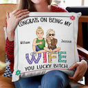 Flower Couple Congrats On Being My Husband - Gift For Couples - Personalized Pillow