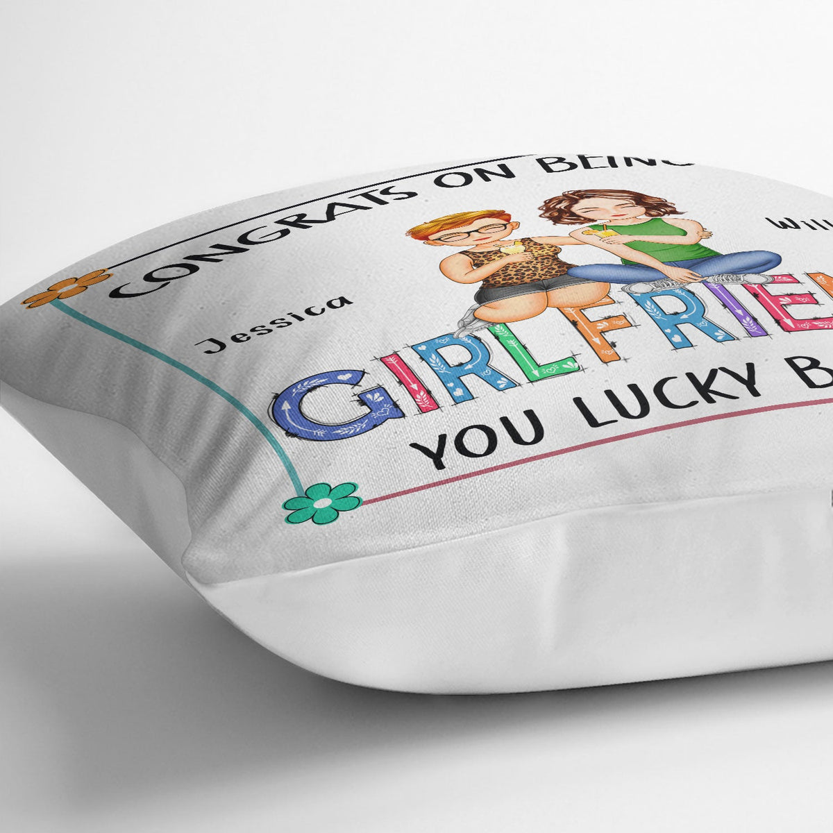 Flower Couple Congrats On Being My Husband - Gift For Couples - Personalized Pillow