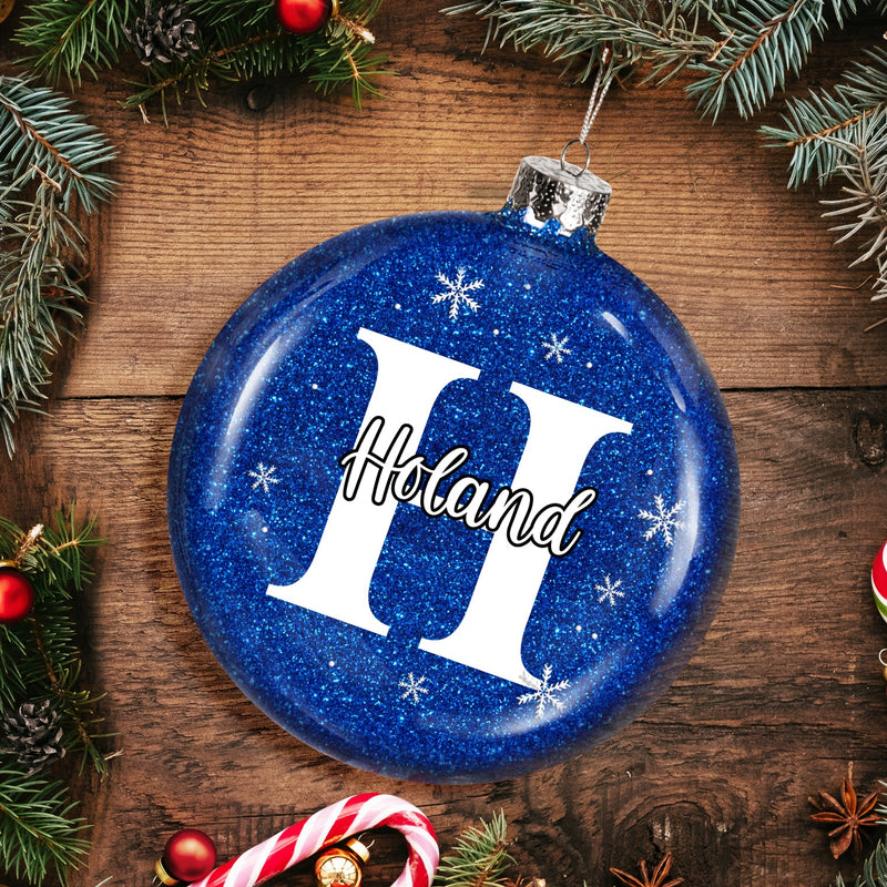 Christmas Family Name Custom Name Alphabet - Gift For Family - Personalized Glitter Plastic Ornament