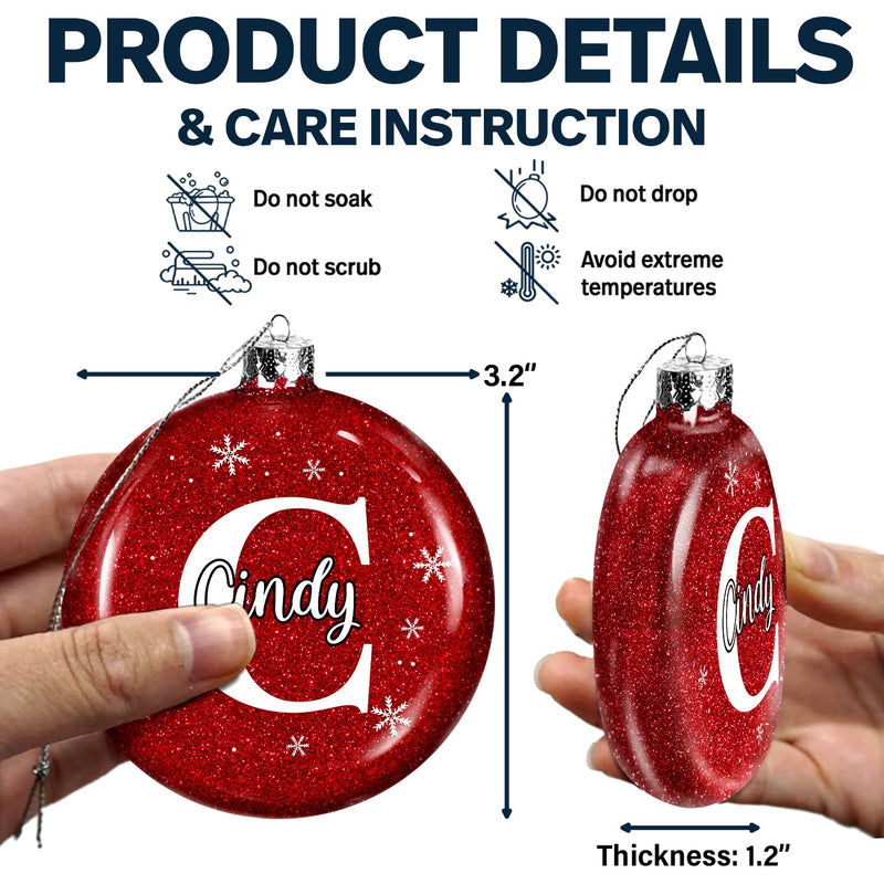 Christmas Family Name Custom Name Alphabet - Gift For Family - Personalized Glitter Plastic Ornament