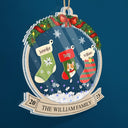 Bas de Noël familiaux - Cadeau de Noël - Ornement shaker personnalisé en acrylique à 3 couches