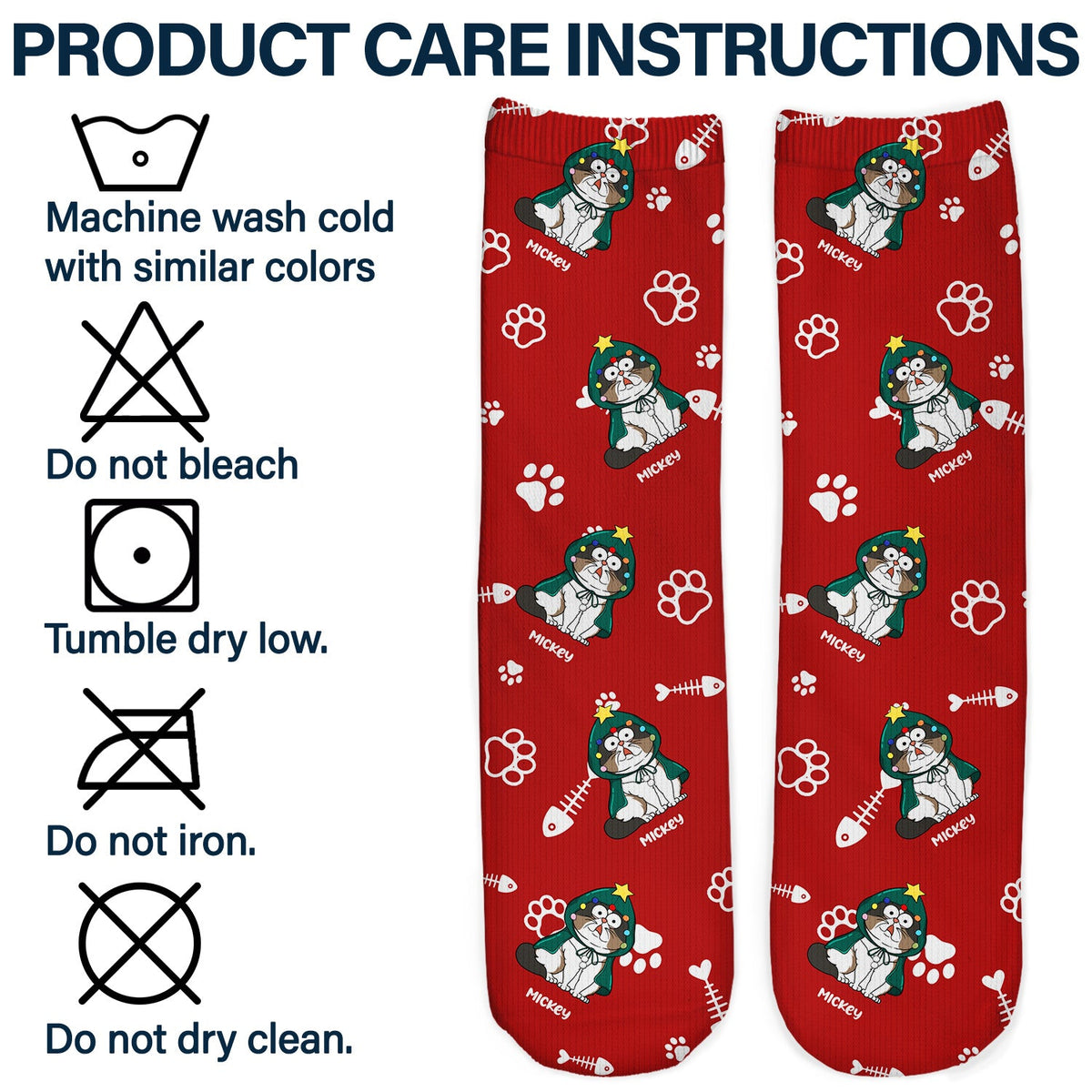 Christmas Funny Cat With Emotion - Gift For Cat Lovers - Personalized Socks