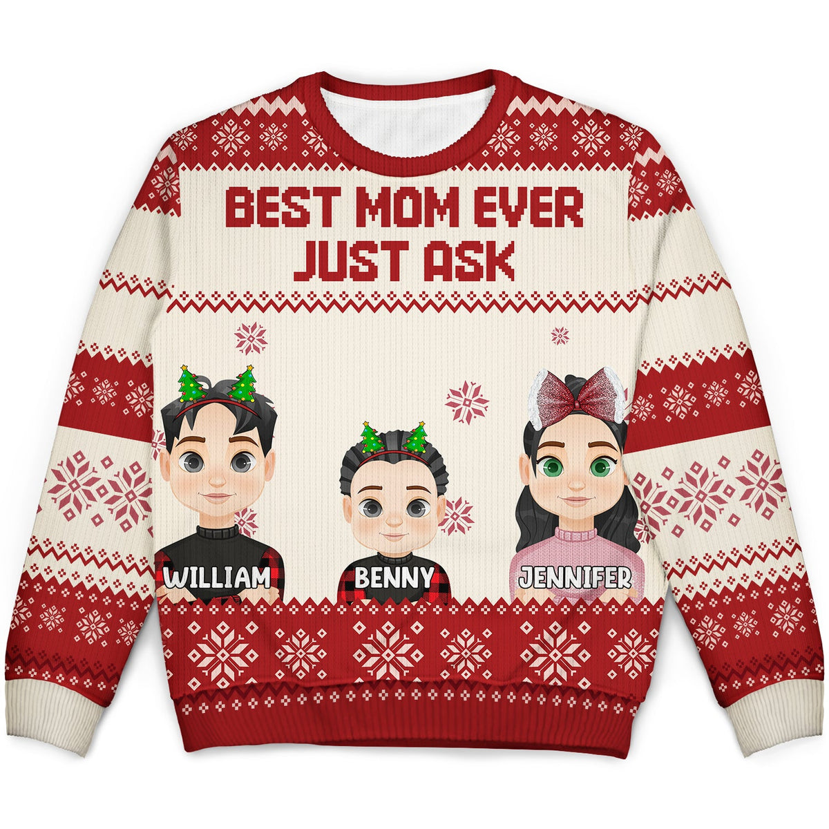 Cadeau de Noël pour maman, papa, famille - Pull moche unisexe personnalisé