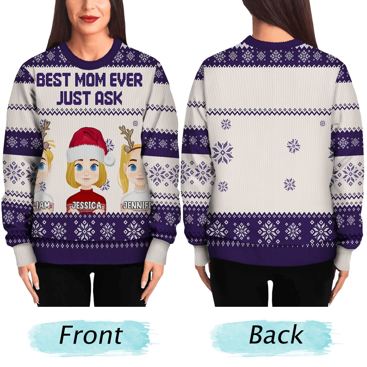 Cadeau de Noël pour maman, papa, famille - Pull moche unisexe personnalisé