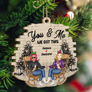 Christmas Couple You & Me We Got This - Gift For Couples - Personalized Custom Shaped Wooden Ornament