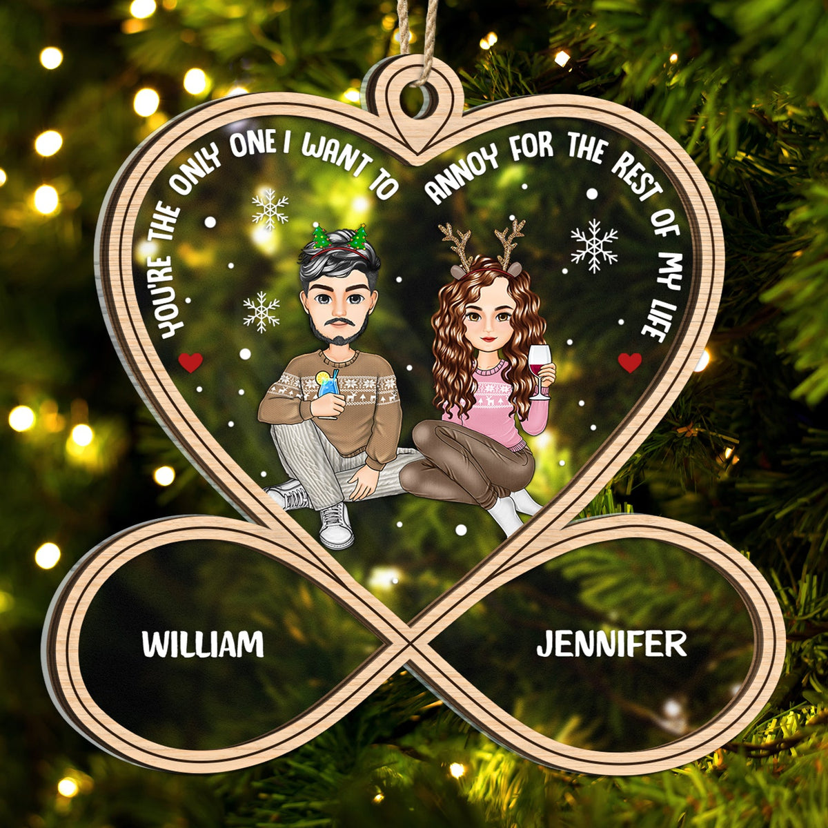 Christmas Couple You're The Only One - Gift For Couples - Personalized 2-Layered Mix Ornament