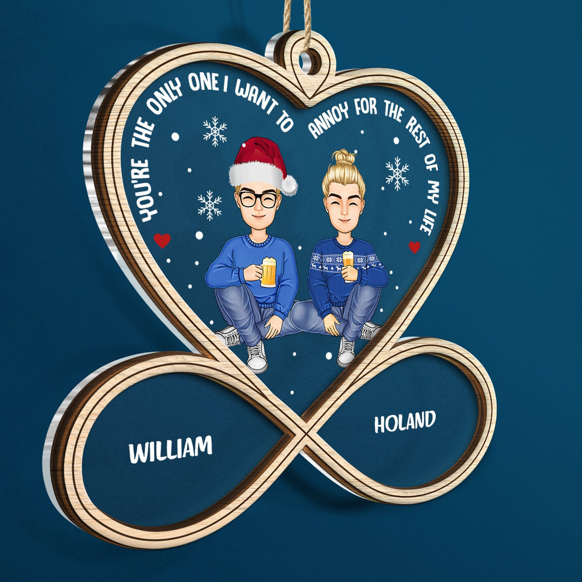 Christmas Couple You're The Only One - Gift For Couples - Personalized 2-Layered Mix Ornament