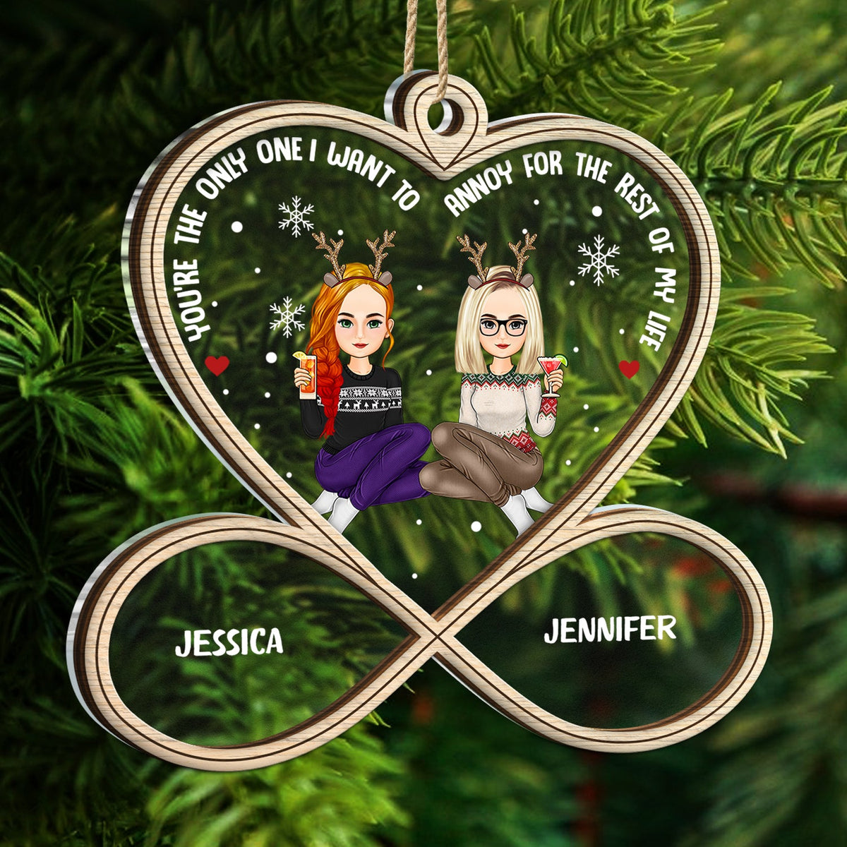 Christmas Couple You're The Only One - Gift For Couples - Personalized 2-Layered Mix Ornament