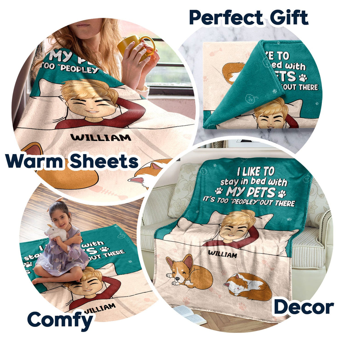 Too Peopley Out There - Gift For Pet Lovers - Personalized Fleece Blanket