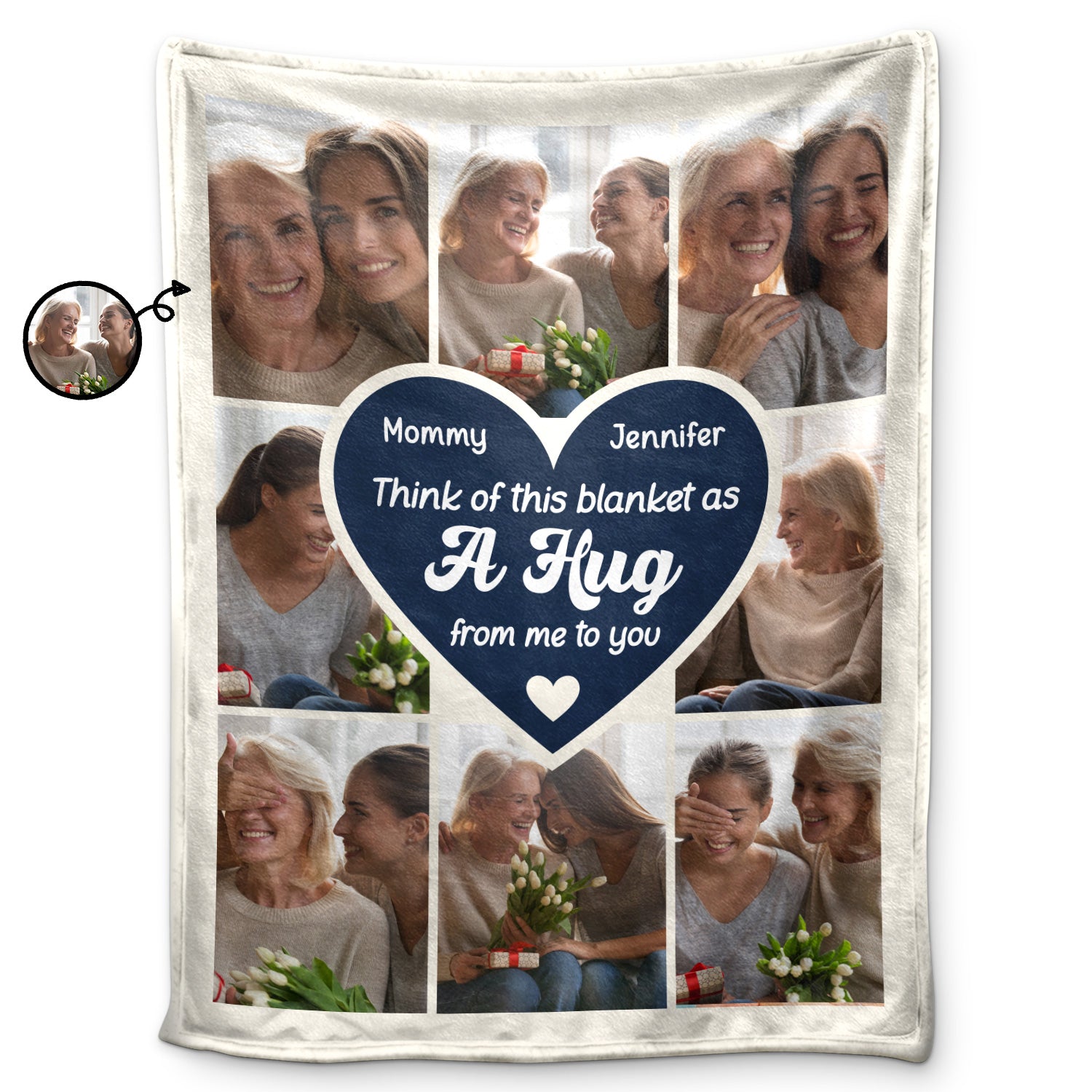 Custom Photo Think Of This Blanket - Gift For Mom - Personalized Fleece Blanket