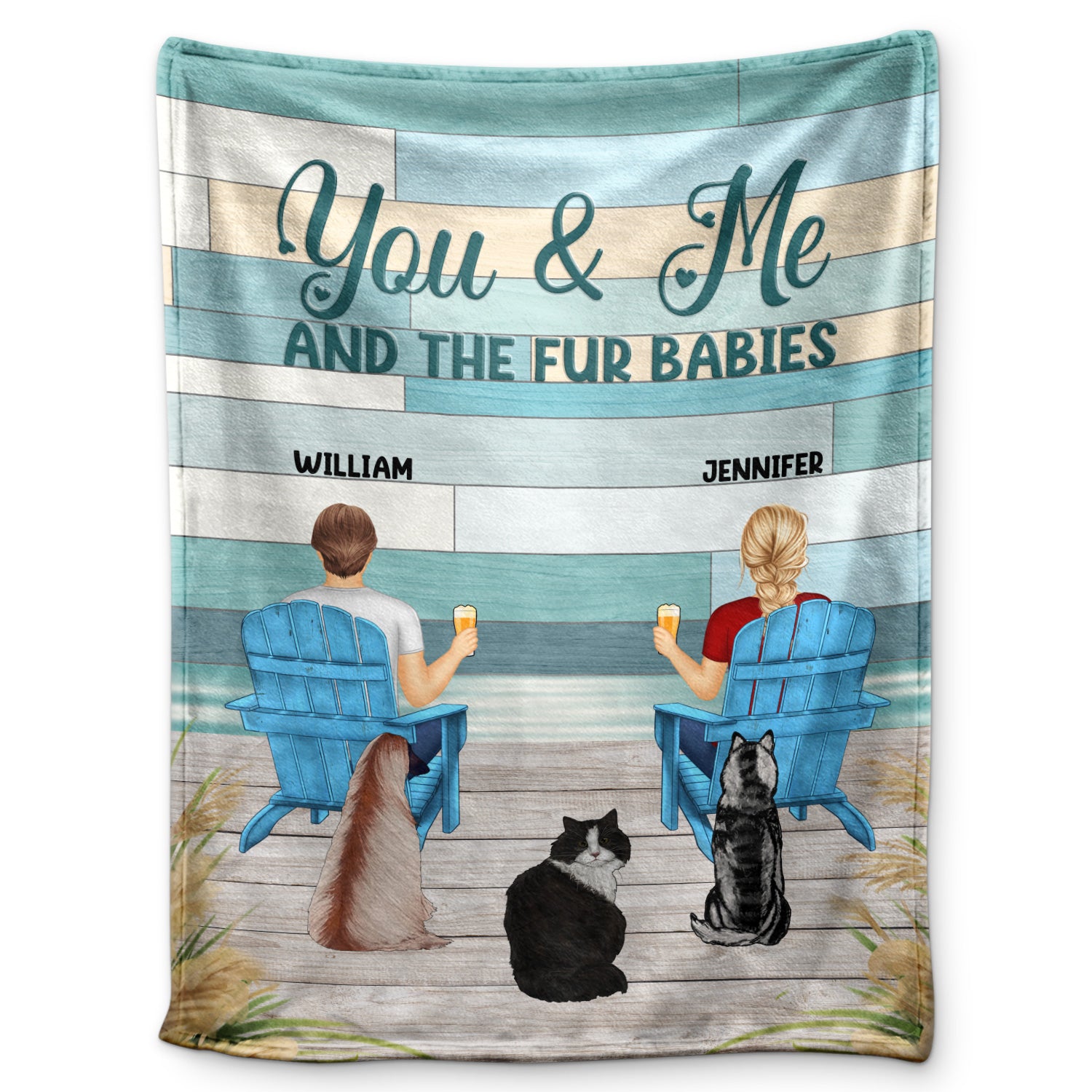 You & Me And The Fur Babies - Gift For Pet Lovers - Personalized Fleece Blanket