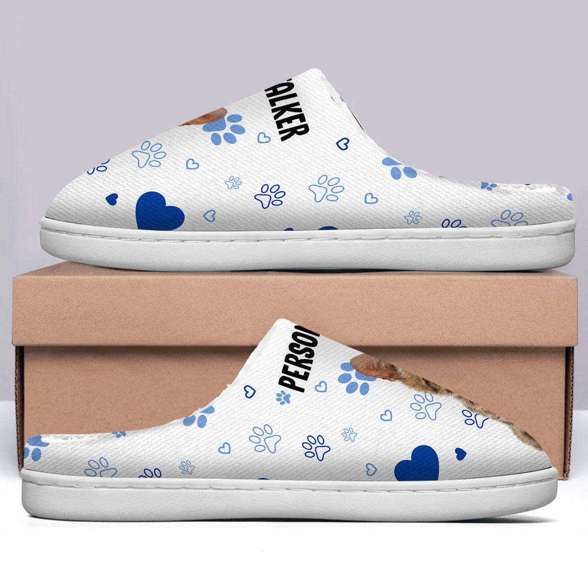 Custom Photo Personal Stalker I Will Follow You - Gift For Pet Lovers - Personalized Fluffy Slippers