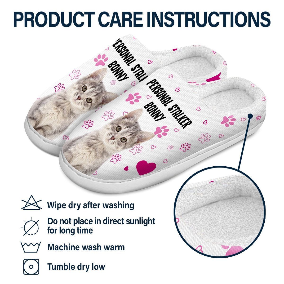 Custom Photo Personal Stalker I Will Follow You - Gift For Pet Lovers - Personalized Fluffy Slippers