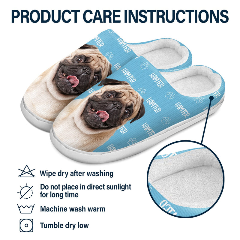 Custom Photo Pet Name - Gift For Pet Lovers - Personalized Fluffy Slippers