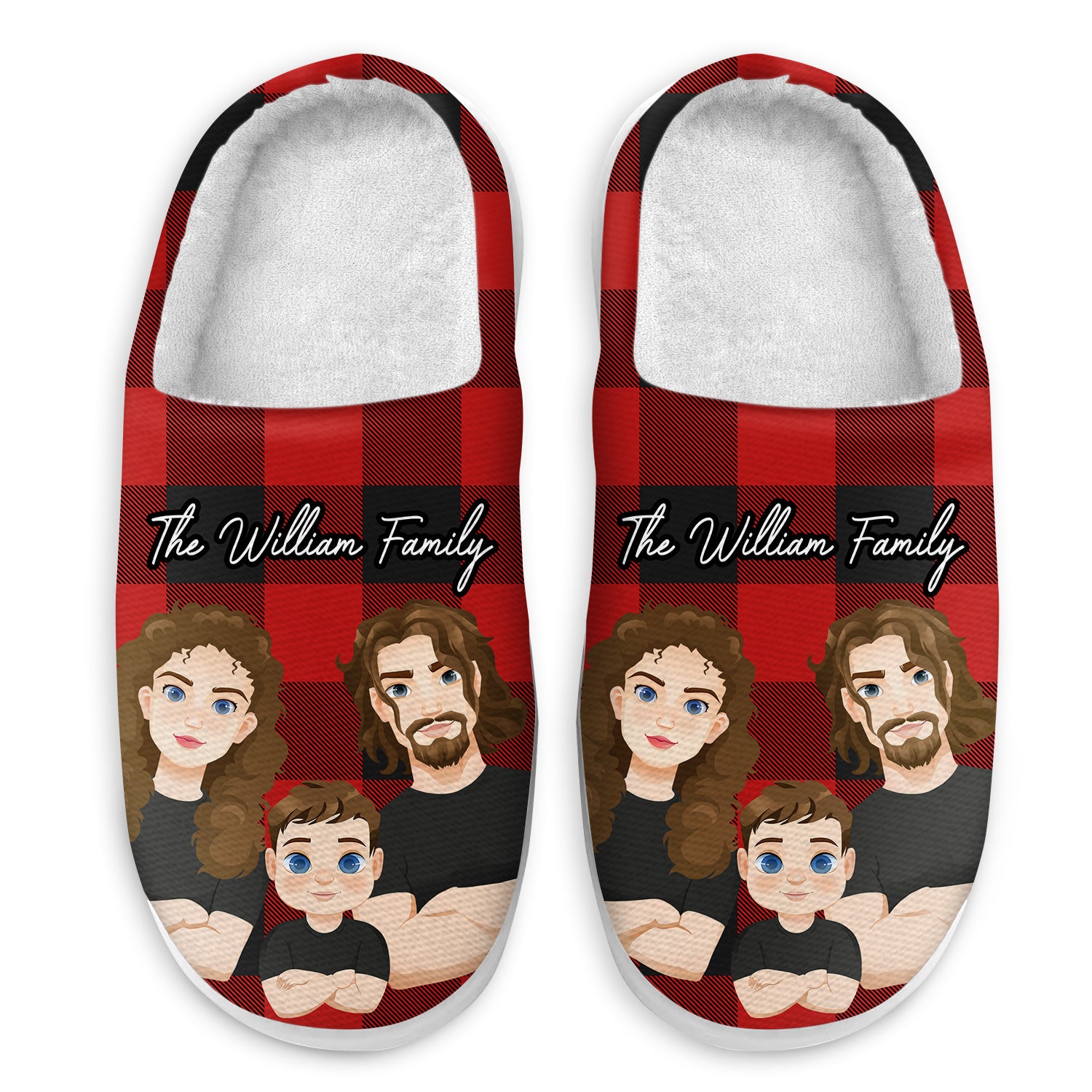 Custom Family Name - Gift For Family - Personalized Fluffy Slippers