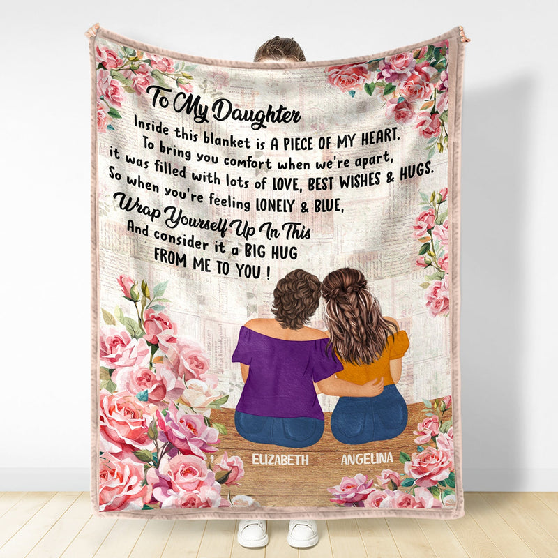 A Piece Of My Heart - Gift For Mother Daughter - Personalized Fleece Blanket, Sherpa Blanket