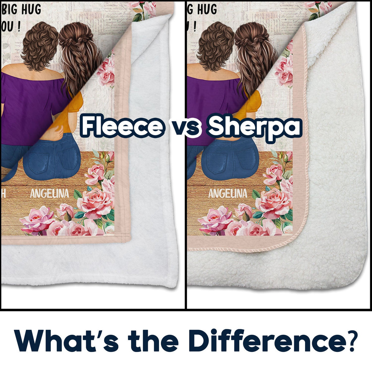 A Piece Of My Heart - Gift For Mother Daughter - Personalized Fleece Blanket, Sherpa Blanket